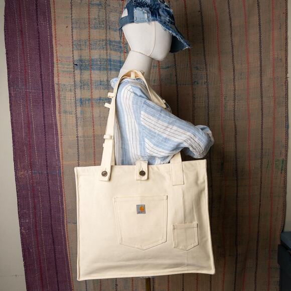 Upcycled handmade carhartt canvas tote - Picture 1 of 8